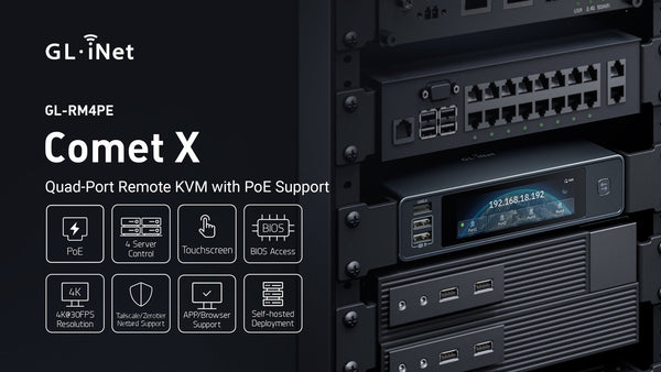 GL.iNet Launches Comet X (GL-RM4PE), a Quad-Port Remote KVM with PoE for Simplified Server Management