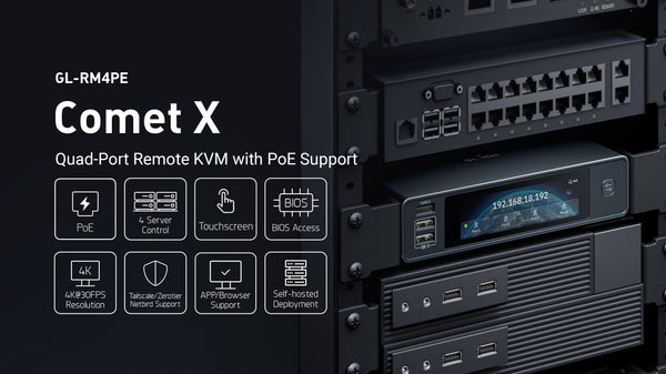 GL.iNet Launches Comet X (GL-RM4PE), a Quad-Port Remote KVM with PoE for Simplified Server Management