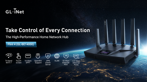 GL.iNet、BE14000トライバンドWi-Fi 7ホームルーターFlint 4を発表