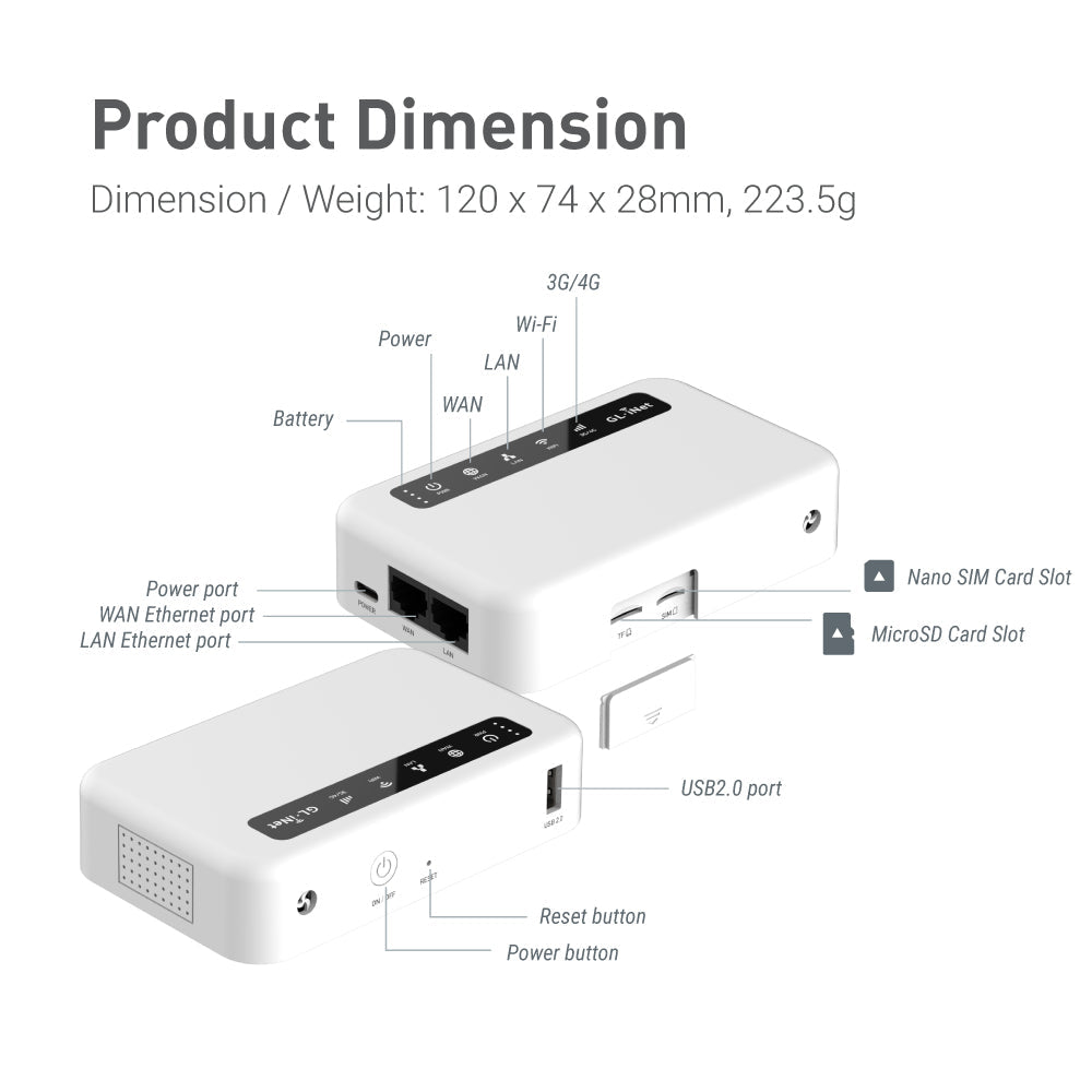 Puli (GL-XE300) Portable IoT Gateway | 4G LTE | OpenWrt | 5000mAh