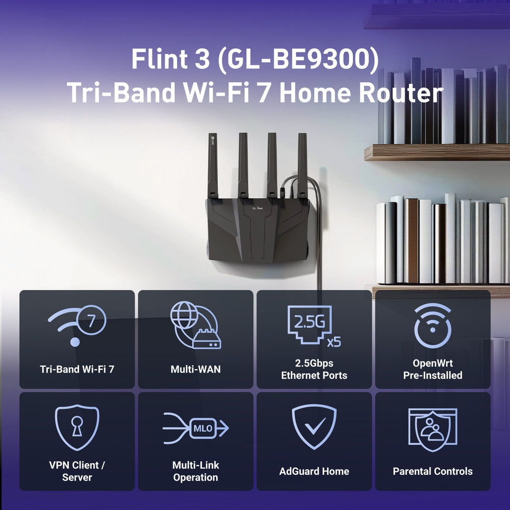 Flint 3 (GL-BE9300) Tri-band Wi-Fi 7 Home Router