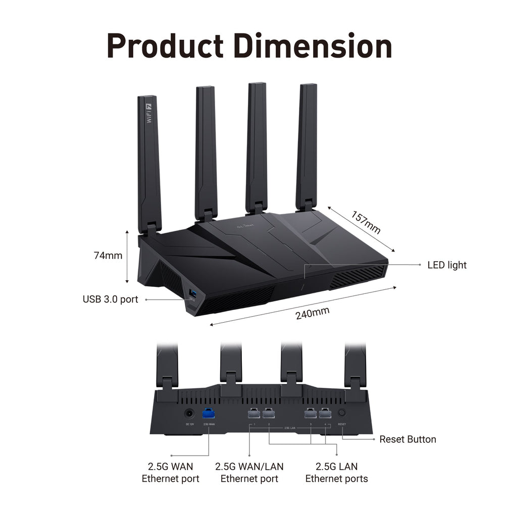 Flint 3 (GL-BE9300) Tri-band Wi-Fi 7 Home Router